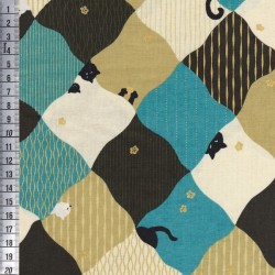 Hyakka Ryoran Neko - Patchwork Blue